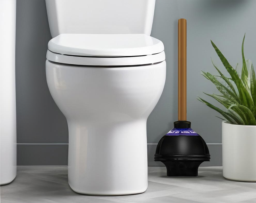 Toilet with Plunger